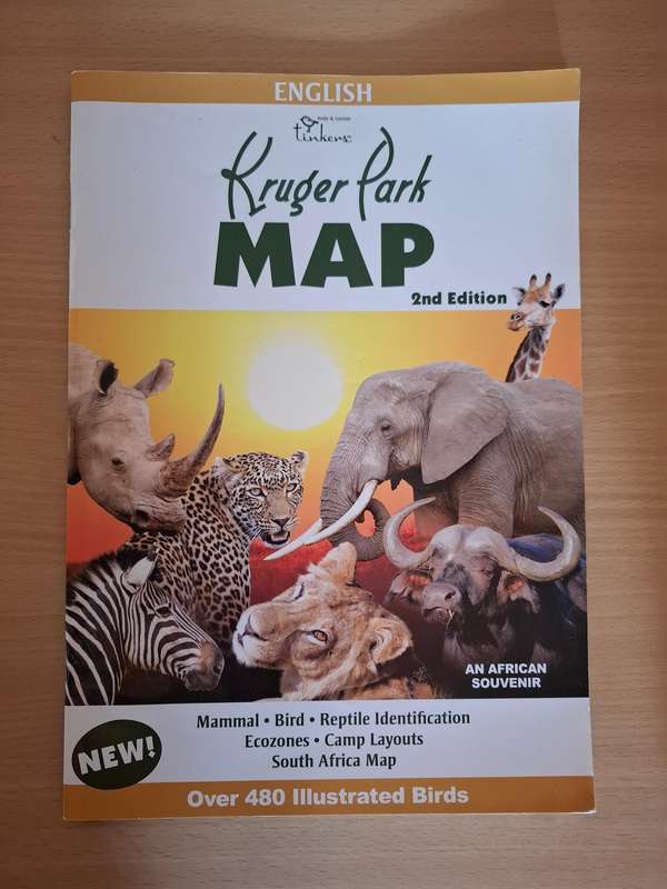 Kruger Park Map 2nd Edition - Mammal, Bird, Reptile Identification /Ecozones, Camp Layouts