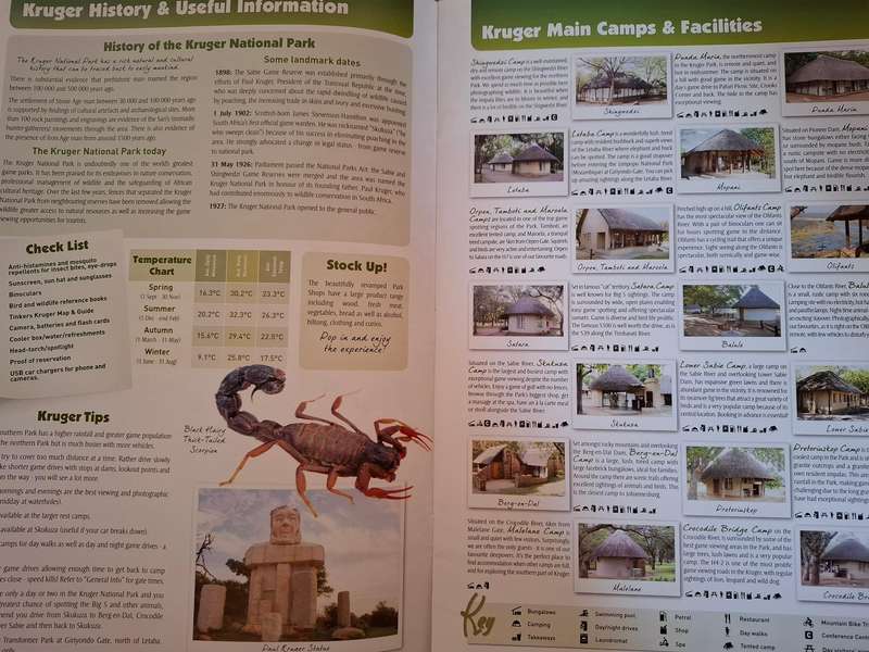 Kruger Park Map 2nd Edition - Mammal, Bird, Reptile Identification /Ecozones, Camp Layouts