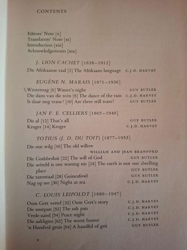 Afrikaans Poems with English Translations Edited by A.P. Grove and C.J.D Harvey (Hardcover)