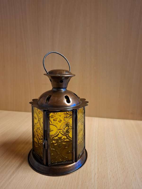 Small Lantern Shape Candle Holder - height 13cm width 9cm