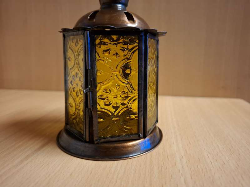 Small Lantern Shape Candle Holder - height 13cm width 9cm