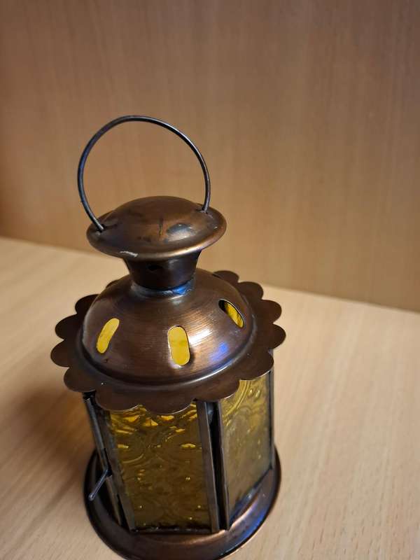 Small Lantern Shape Candle Holder - height 13cm width 9cm