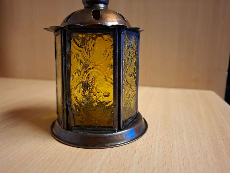 Small Lantern Shape Candle Holder - height 13cm width 9cm