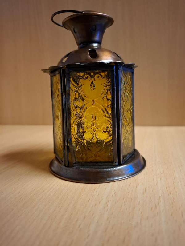 Small Lantern Shape Candle Holder - height 13cm width 9cm