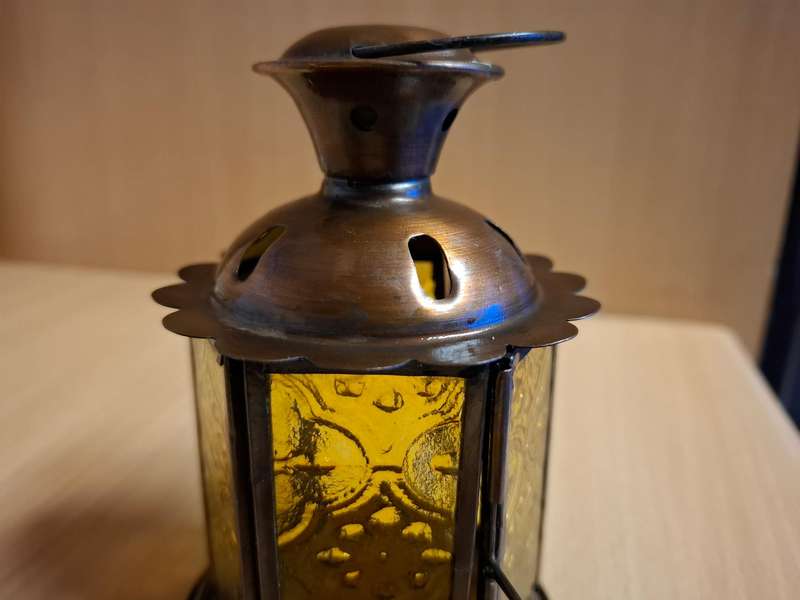 Small Lantern Shape Candle Holder - height 13cm width 9cm