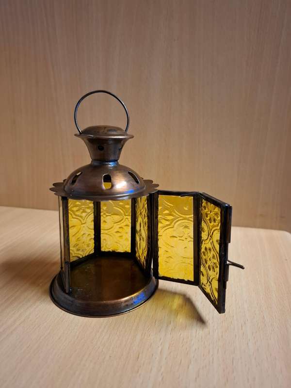 Small Lantern Shape Candle Holder - height 13cm width 9cm