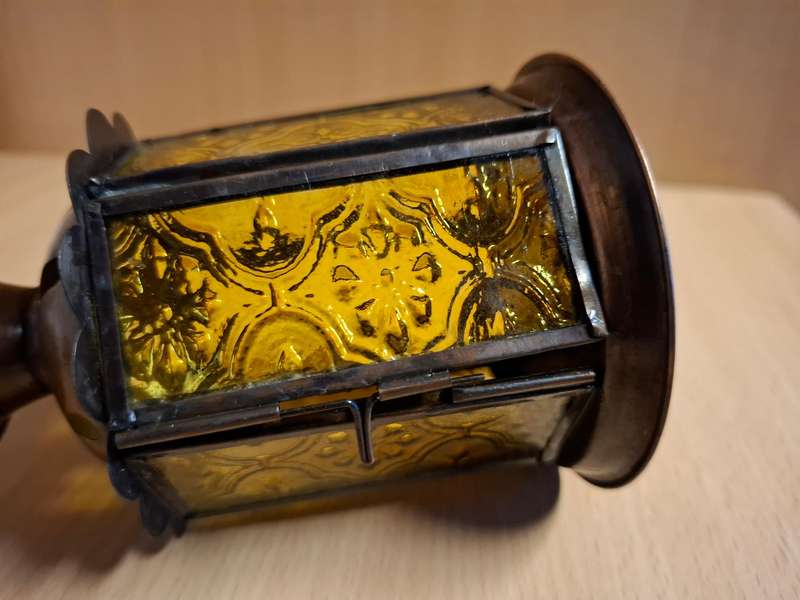 Small Lantern Shape Candle Holder - height 13cm width 9cm
