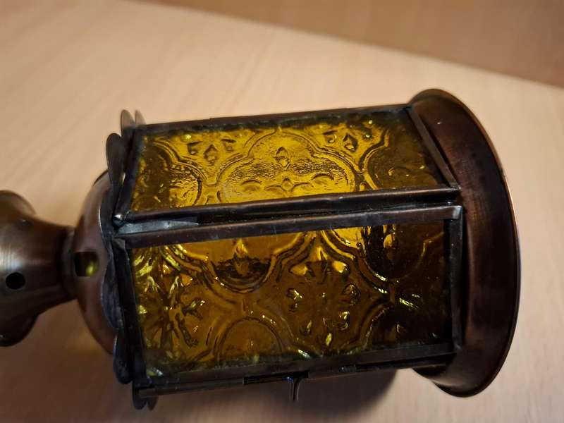 Small Lantern Shape Candle Holder - height 13cm width 9cm