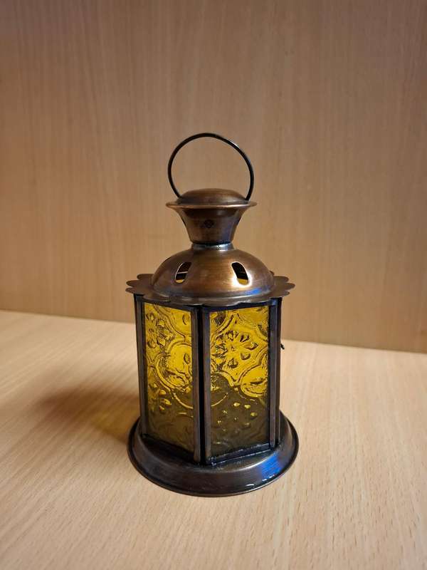 Small Lantern Shape Candle Holder - height 13cm width 9cm