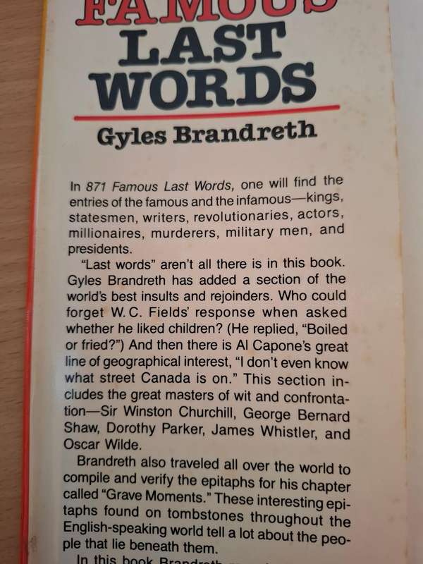 871 Famous Last Words : Gyles Brandreth  (Hardcover)