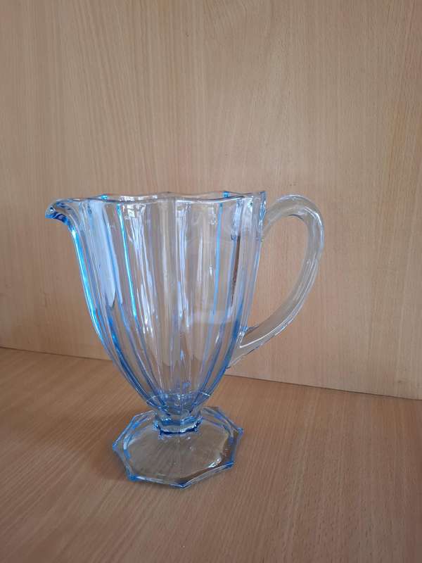 Set - Blue Glass Water/Juice Jug with 3 Glasses