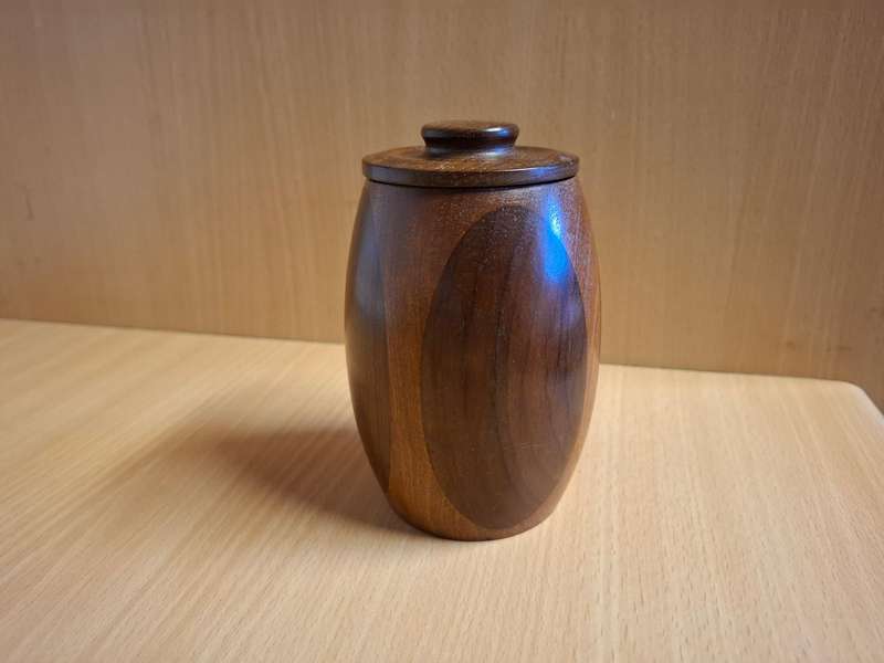 Lidded Wooden Jar - height 12cm width 10cm