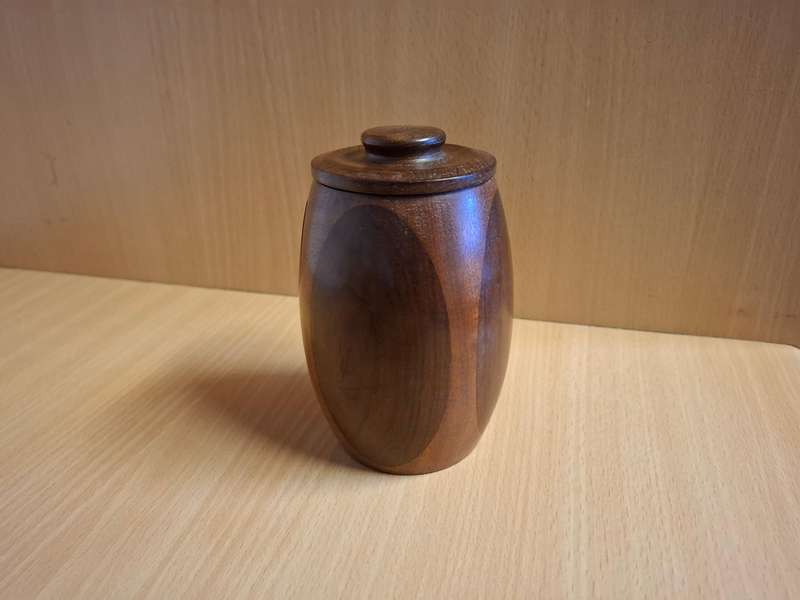 Lidded Wooden Jar - height 12cm width 10cm