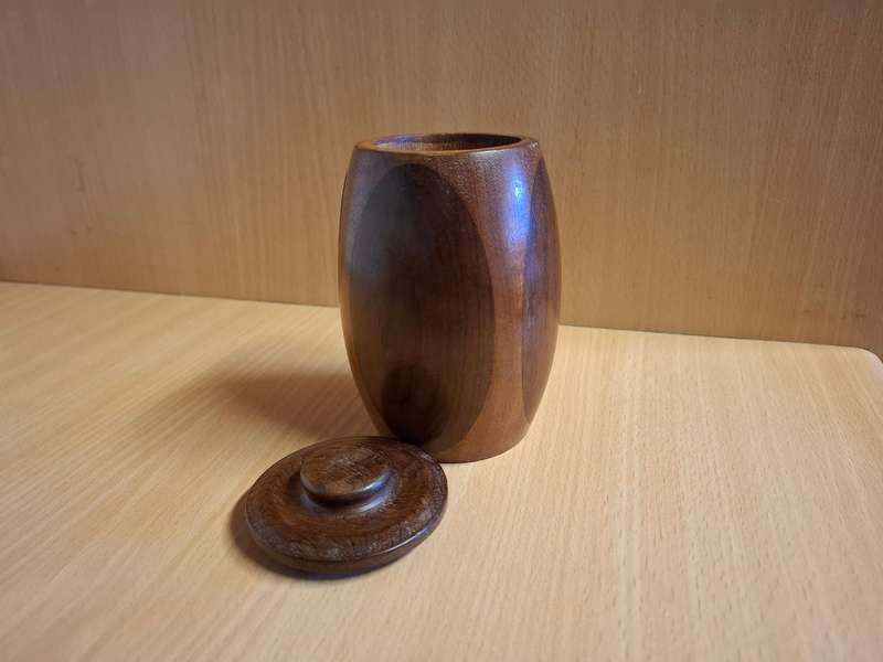 Lidded Wooden Jar - height 12cm width 10cm