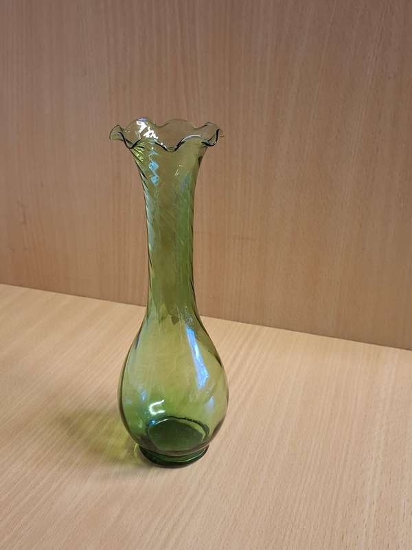 Vintage Green Glass Vase - height 20cm