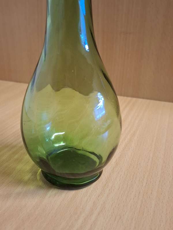 Vintage Green Glass Vase - height 20cm