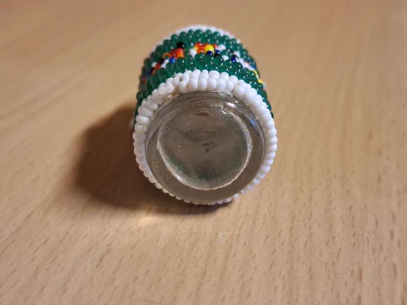 Miniature Beaded Glass Bottle - height 6cm width 3cm
