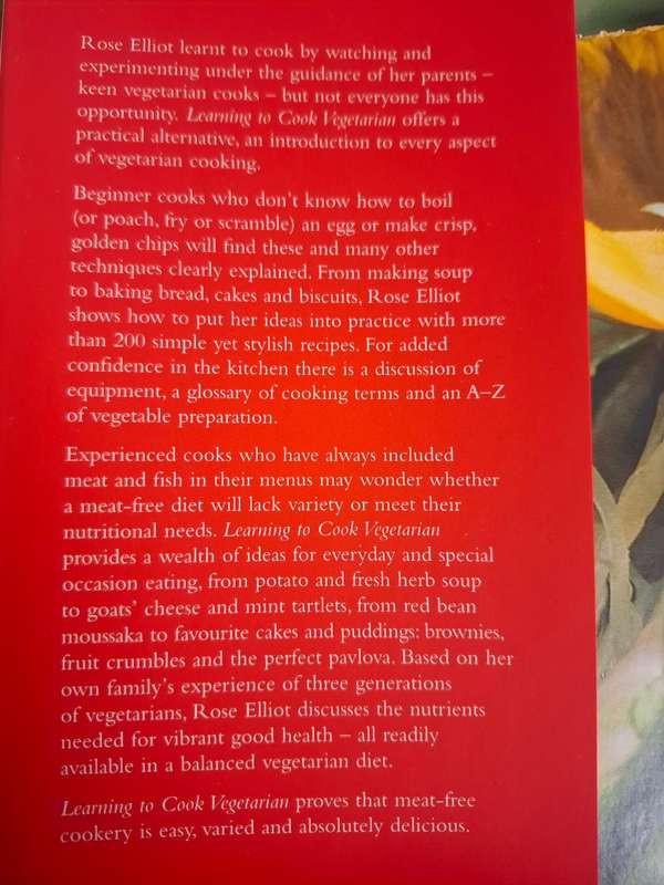 Learning to Cook Vegetarian : Rose Elliot  (Hardcover)