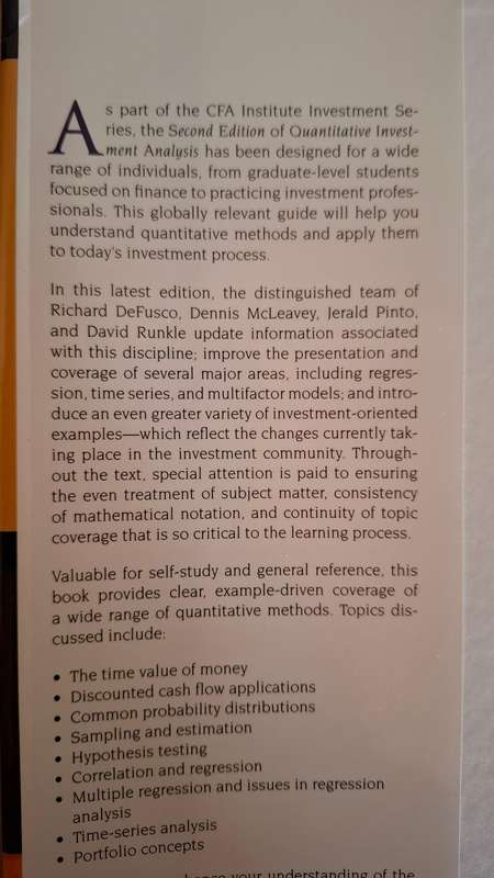 Quantitative Investment Analysis (Second Edition) Richard A DeFusco, David E. Runkle (Hardcover)