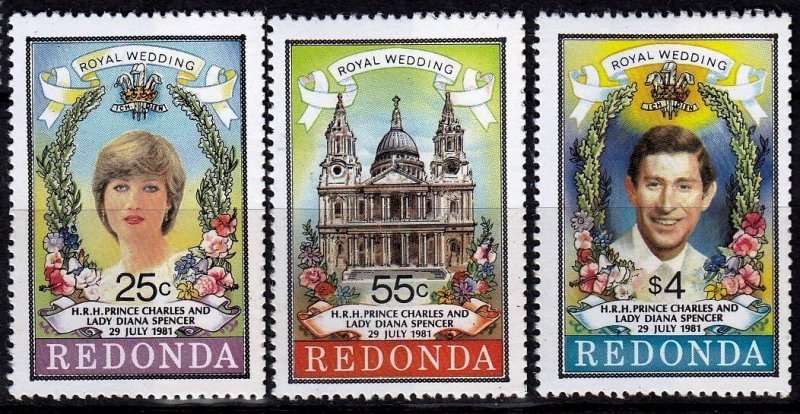 Antigua, Redonda, Scott #2957,1981, Princess Diana & Prince Charles Royal Wedding, MNH,QEII
