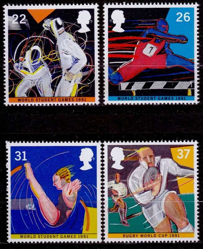 England, Scott #1378/81,1991,MNH,QEII,CV$3.50