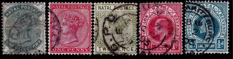 Natal, Scott #66,67,74,81,82,VFU,CV$5.00