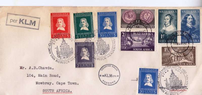 Union,Netherlands & South Africa Van Riebeek issues cover,KLM counter