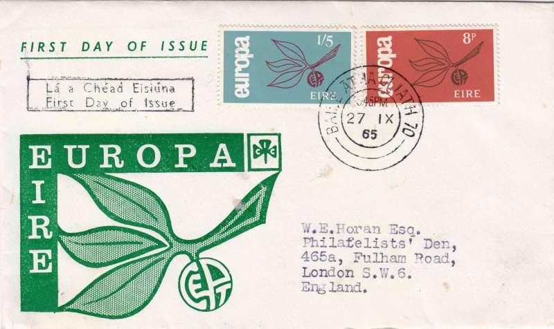 Ireland, Scott #204,205,1965,FDC,Europa
