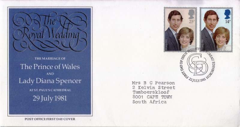 Great Britain, Scott #950,951,1981,FDC,England to South Africa