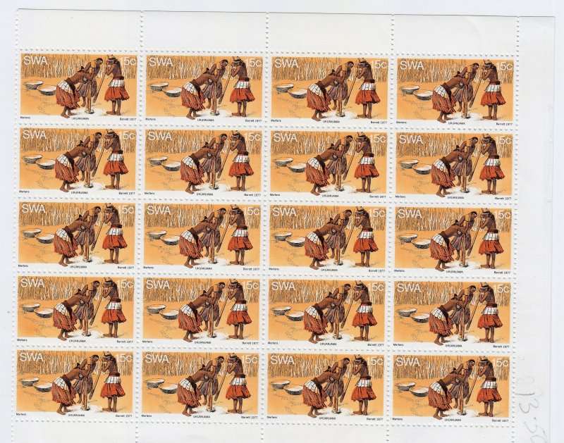 South West Africa, Scott #404,1977,MNH,Sheet of 20 stamps,CV$10.00