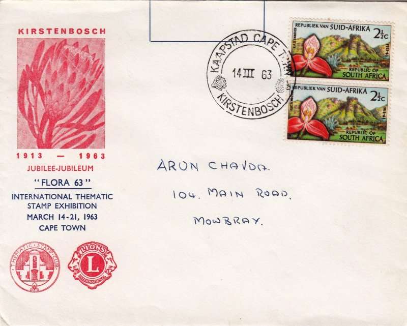 RSA, Scott #284,1963,FDC,Size16cmX16cm