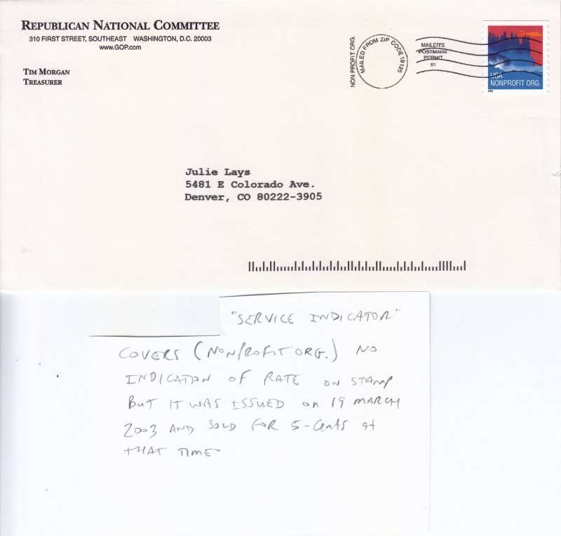 USA ,Service Indicator Non Profit Organisation, Two covers