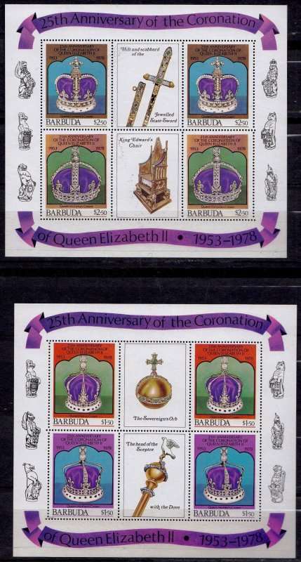 Barbuda,#345a,346a,347a,1978, MNH, QEII, Souvenir Sheets