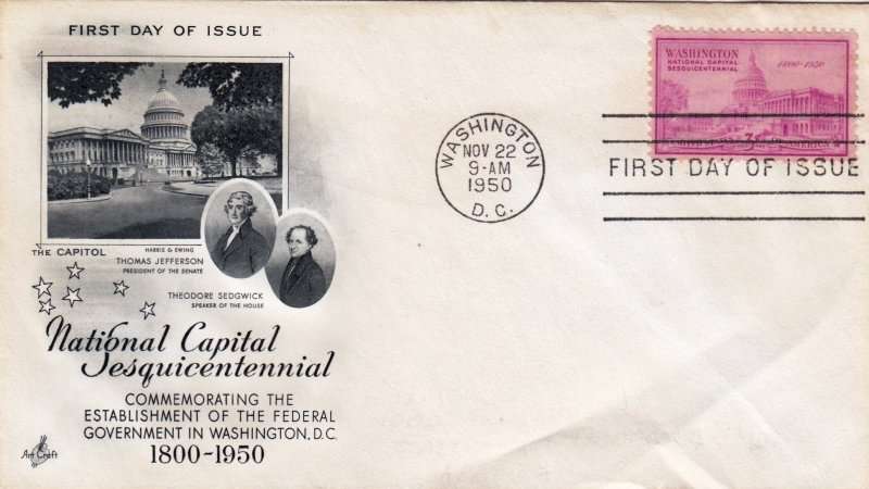 US, Scott #992,1950,FDC,Size 16.6cmX9.4cm