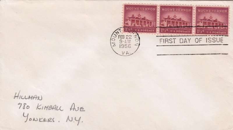 US, Scott #1032,1956,FDC,Size 16.6cmX9.4cm