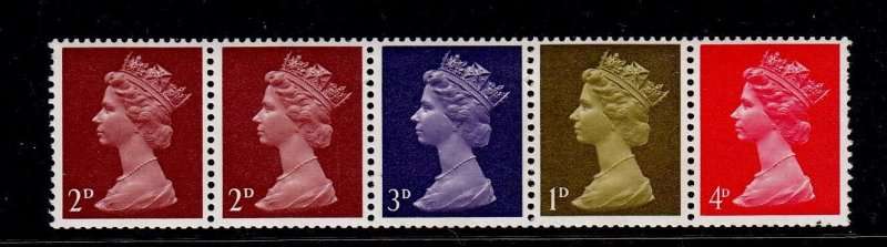 England, Scott 1967/69,MH,Strip of 5 stamps,QEII,Machins