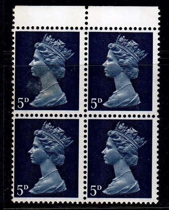 England, Scott #MH8,1967/69,MH,Block of 4 stamps,QEII,Machins