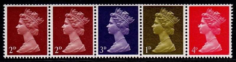 England, Scott 1967/69,MH,Strip of 5 stamps,QEII,Machins