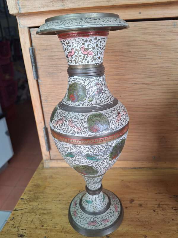 Colorful brass vase