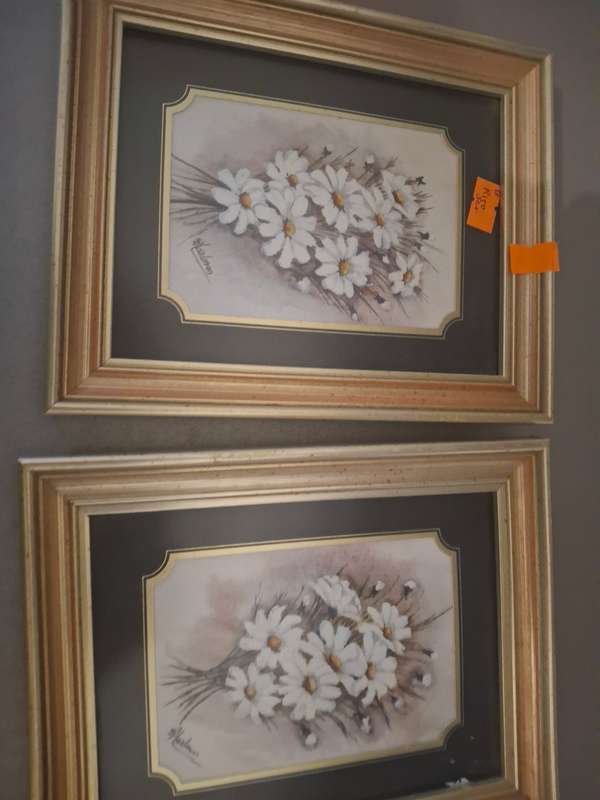 A pair of sighed floarl small prints
