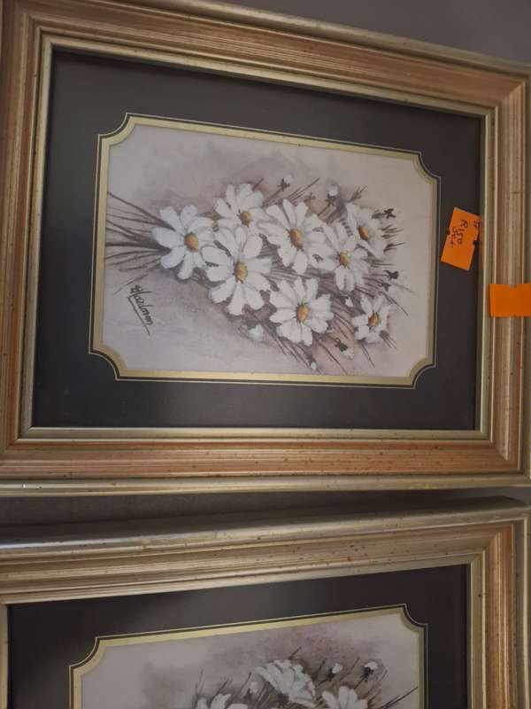 A pair of sighed floarl small prints