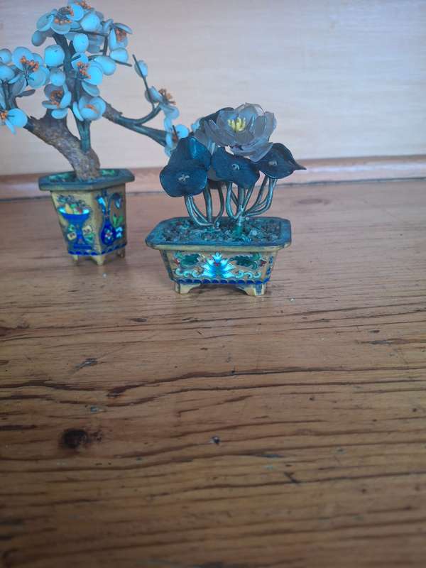 Two chiense trees with cloisonne pots