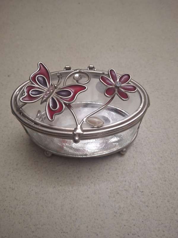 Small pretty butterfly glass trinket dish
