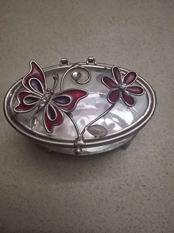 Small pretty butterfly glass trinket dish