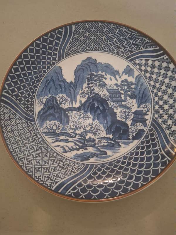 Stunning blue and white imperail imari display plate