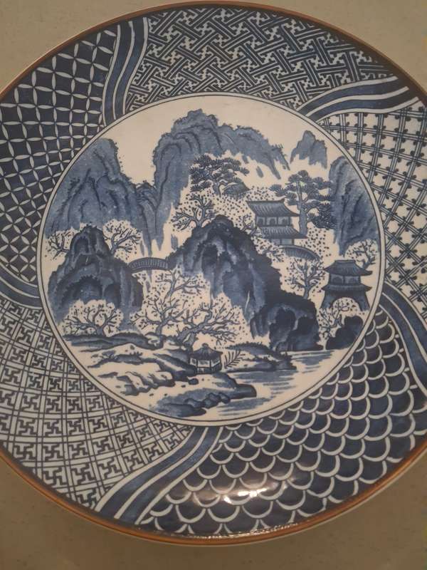 Stunning blue and white imperail imari display plate