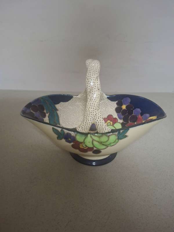 Tuscan floarl procleain vinatge display basket