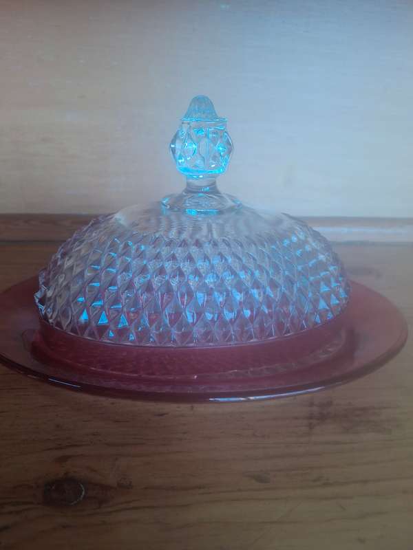 Nice vintage presses glass butter dish