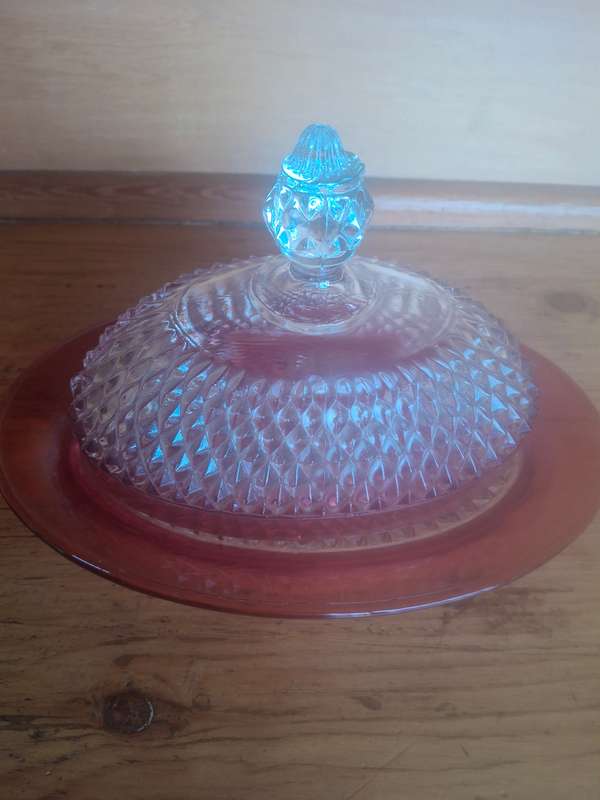 Nice vintage presses glass butter dish