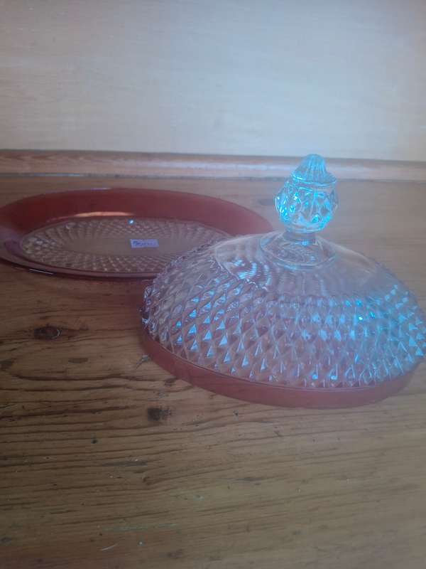 Nice vintage presses glass butter dish